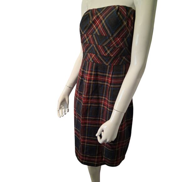 Y2k Bitten Sarah Jessica Parker Womens size 8 Plaid Wool Academia Boned Dress - Picture 2 of 8